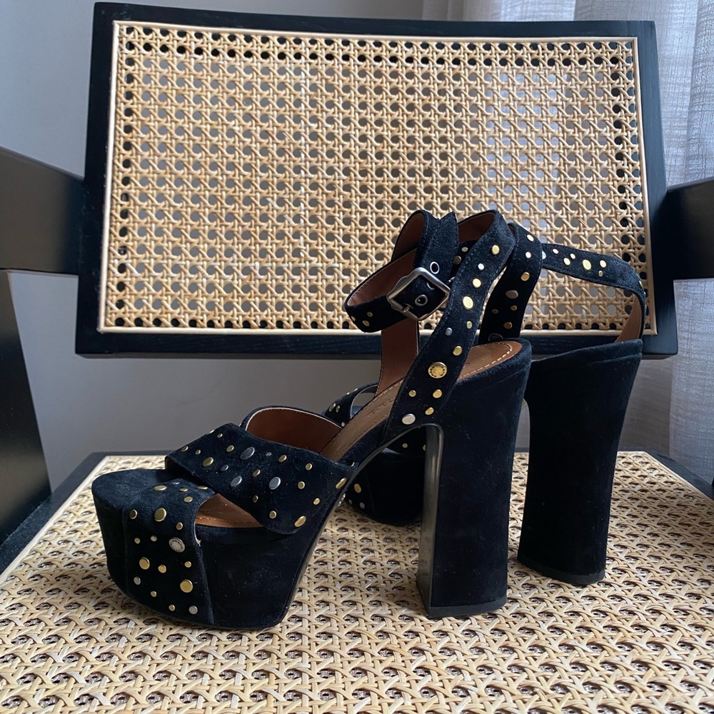 Coach Black Silver & Gold Studded Sandals